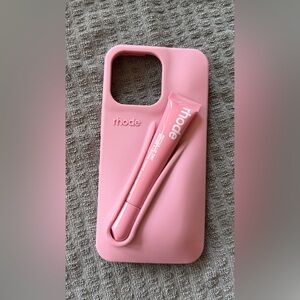 RHODE Pink Phone Case and Lip Care Duo 15 pro max (No Original)